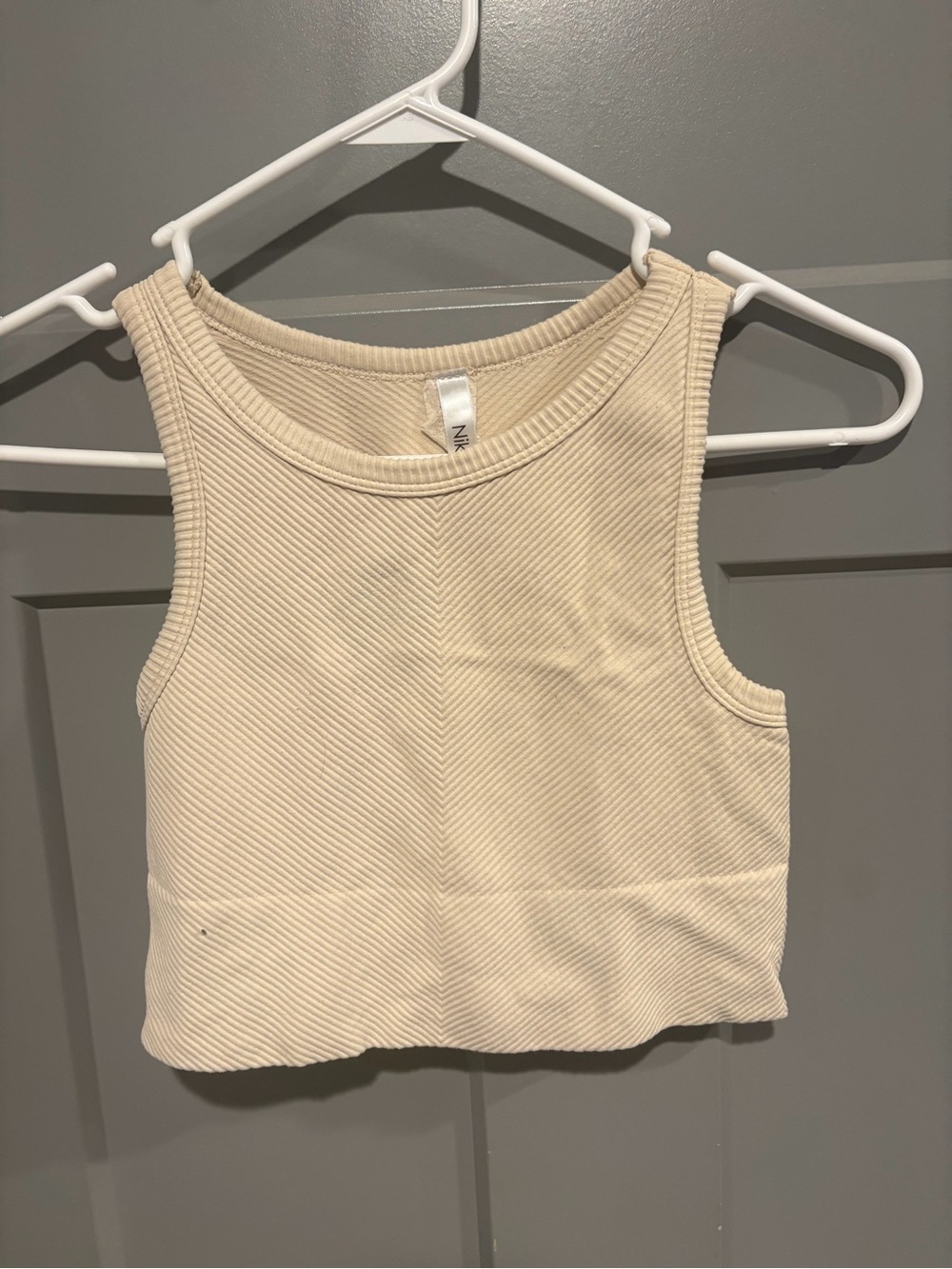 Nikibiki Ribbed Crop Tank - Cream